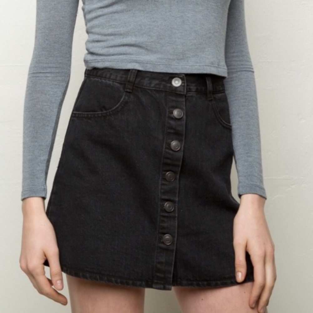 Brandy Melville Black Button Up Jean Skirt